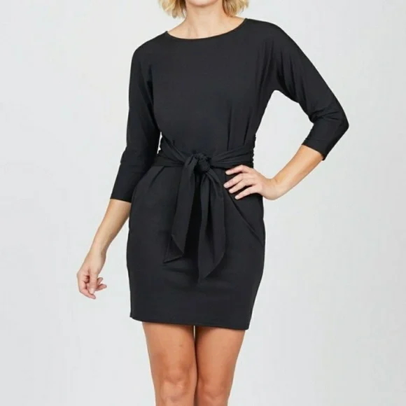 long-sleeve bubble hem mini dress in black Black Bubble Hem Dress – Short Puff Sleeve Mini Style